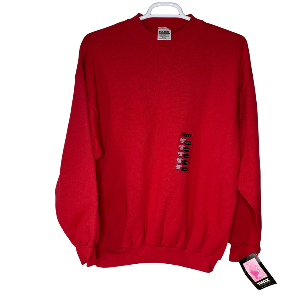 Vintage Tultex Sweatshirt Womens XL Red Crewneck Blank‎ Pullover Long Sleeve NWT